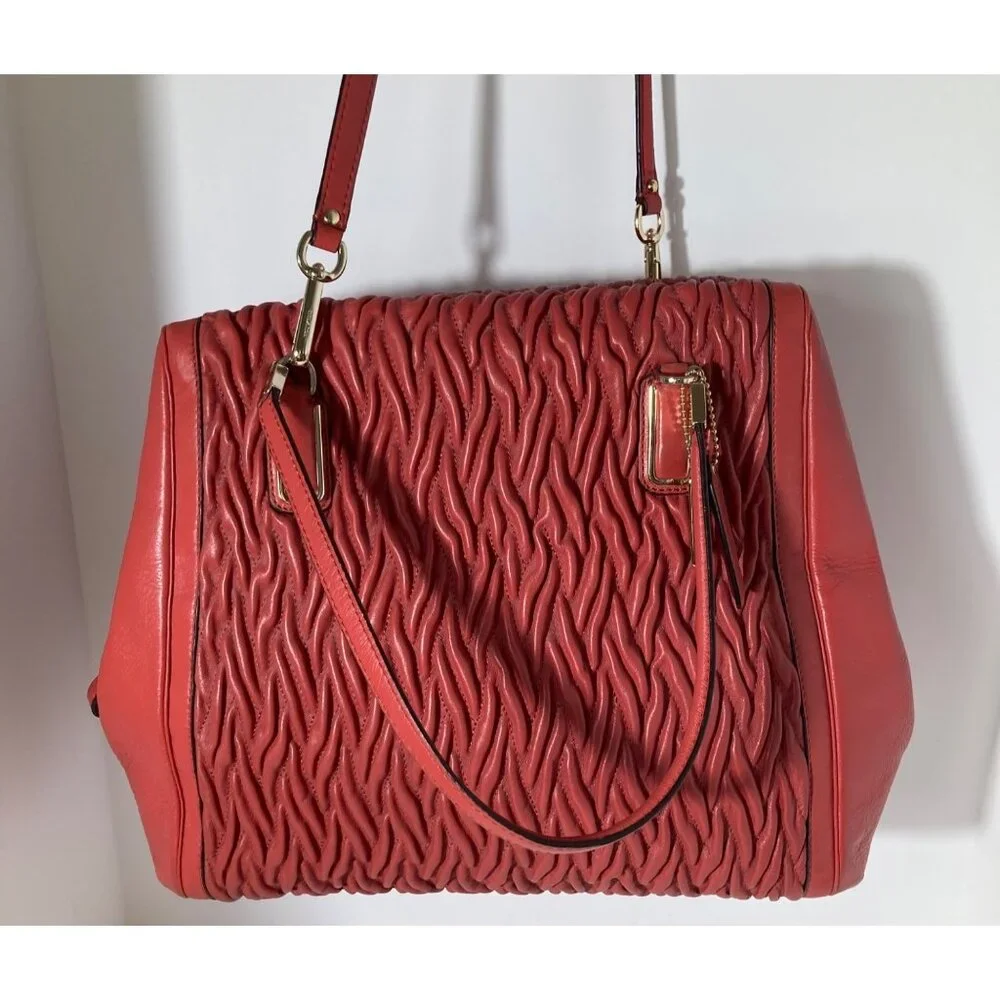 Coach 25984 Madison North South Gathered Leather Satchel 14.5 x 12.25 x 6